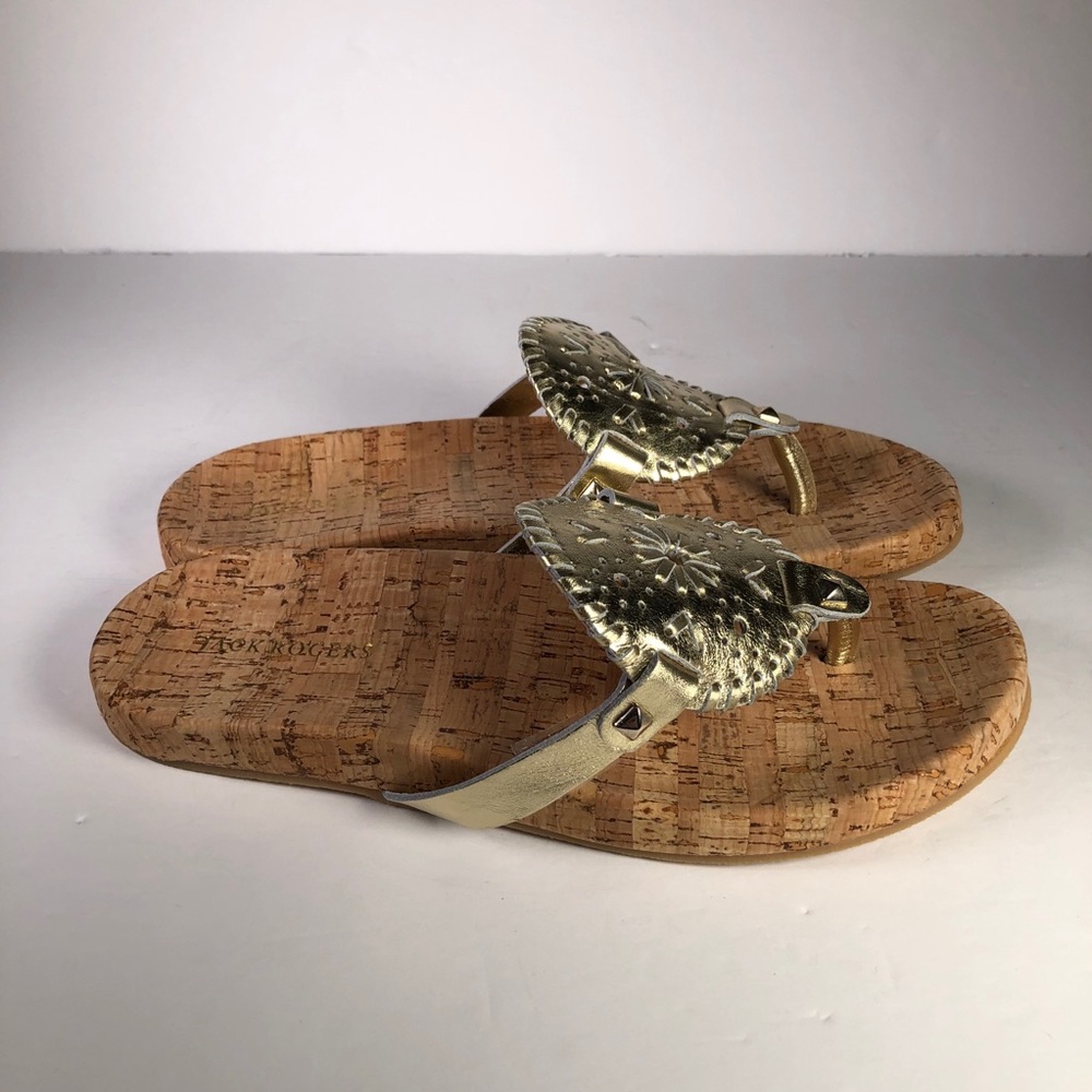Jack Rogers Georgica Cork Sandals Gold Medallion - Picture 4 of 12